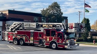 Skokie fire department Tower￼ Ladder 16 responding ￼ [upl. by Nerret804]