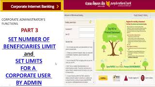 PNB Corporate Internet Banking Part 3 How to SET LIMITS of corporate users [upl. by Janette]