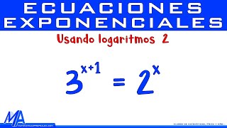 Resolver ecuaciones exponenciales con logaritmos  Ejemplo 2 [upl. by Yengac]