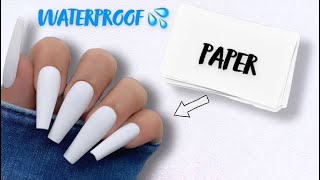 How to make DIY WATERPROOF PAPER NAILS  Fake Nails From Paper Waterproof [upl. by Witha]