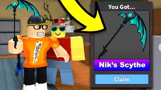 HOW TO GET NIKS SCYTHE in Murder Mystery 2 Roblox [upl. by Aerdnaz692]