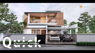 ENSCAPE TUTORIAL  ELEVATION DESIGN  FROM SCRATCH  SKETCHUP  KERALA ARCHITECTURE [upl. by Ber]