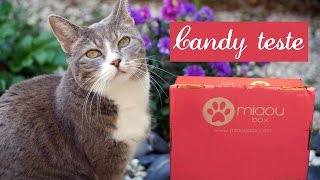 MiaouBox Août 2015 ♡ Candy teste ♡ Unboxing surprise pour chat [upl. by Mor]