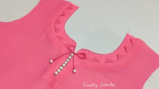 Easy and Stylish Neck Design for plain kurti cutting and stitching Neck Design [upl. by Waterer]