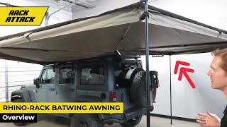 RhinoRack Batwing Roof Rack Mounted Awning Overview And Demonstration [upl. by Froehlich]