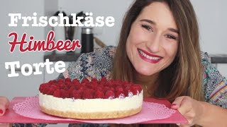 Rezept FrischkäseKuchen mit Himbeeren  Ohne Backen  Kühlschranktorte [upl. by Nnael]