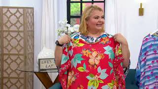 Quacker Factory Printed Caftan Top on QVC [upl. by Aineles645]