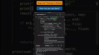 Python args and kwargs A Quick Tutorial coding programming python [upl. by Heid278]