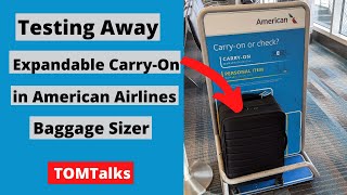 Testing Away Expandable CarryOn in American Airlines Baggage Sizer  Away Carry On Size Test [upl. by Boni]