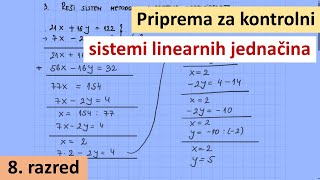 Sistemi linearnih jednačina priprema za kontrolni zadatak 8 razred [upl. by Rhpotsirhc106]