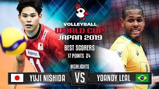 Highlights  Japan vs Brazil  Yuji Nishida vs Yoandy Leal  World Cup 2019 [upl. by Kippar298]