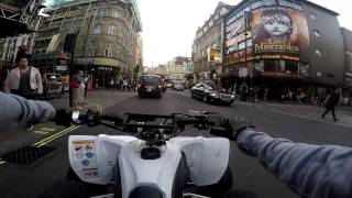 Quad Bikes In Rush Hour Central London Traffic  Road Legal Yamaha Yfz450R amp Raptor 700 Atv [upl. by Sacksen]