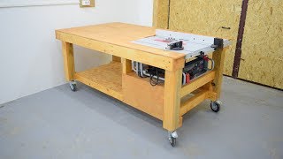 Homemade Table With Built Saw  Workbench [upl. by Lock]