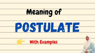 Daily vocabulary  Postulate Meaning  Vocabgram [upl. by Atnom]