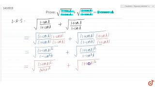 Prove sqrt1cosA1cosAsqrt1cosA1cosA2\ cos e c\ A [upl. by Cerf]