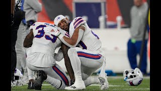 LIVE UPDATES Bills Safety Damar Hamlin in Critical Condition After OnField Collapse on MNF [upl. by Etty349]