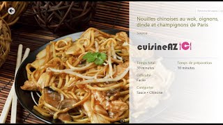 Nouilles chinoises au wok oignons dinde et champignons de Paris [upl. by Cohbert]