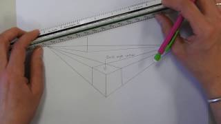 Drawing a cube in two point perspective above on and below the horizion line [upl. by Smart]