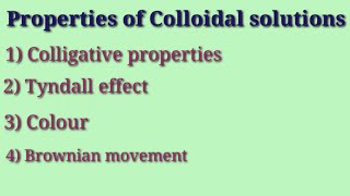 Properties of Colloidal Solution Part 1 [upl. by Aital]