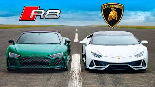 Lambo Huracan v Audi R8 DRAG RACE [upl. by Fischer]