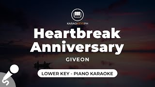 Heartbreak Anniversary  Giveon Lower Key  Piano Karaoke [upl. by Adamec245]