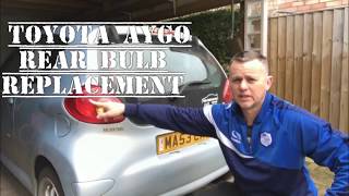 Toyota AYGO Rear Bulb Change brake light not working How To Remove Rear Light unit [upl. by Ennayehc]