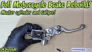 Full Motorcycle Brake Rebuild  Master Cylinder and Caliper [upl. by Ellenig72]