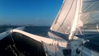 Sailing Multi23 in the bay of Qingdao DaySailer Boat [upl. by Aibat338]