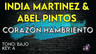 India Martinez amp Abel Pintos  Corazón Hambriento  Karaoke Instrumental Tono Bajo [upl. by Enorel]