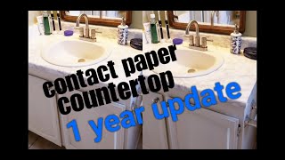 ONE YEAR UPDATE DIY Marble Contact Paper over Formica Bathroom Countertop [upl. by Myrt]