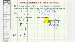 Ex 1 Determine the Vertical and Slant Asymptotes of a Rational Function [upl. by Laved]