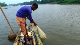 Net Fishing Video  Traditional Catching Fish in The River Tanore [upl. by Atrebla]