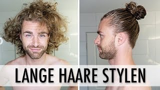 HAARSTYLING TUTORIAL für MÄNNER ● LANGE HAARE STYLEN [upl. by Imotas]