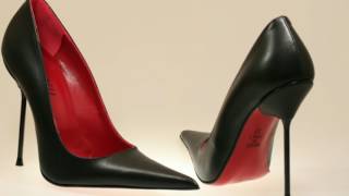 Spitze Leder Stiletto High Heels schwarzrot [upl. by Enitnemelc89]