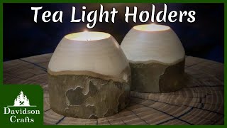 Simple Tea Light Candle Holders  Woodturning Project  Davidson Crafts [upl. by Gelasias]