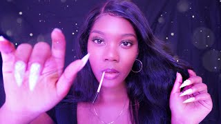 ASMR Face Tracing w Spoolie Nibbling  Long Nails Mouth Sounds Inaudible Whispers Nail Tapping [upl. by Aileahcim]