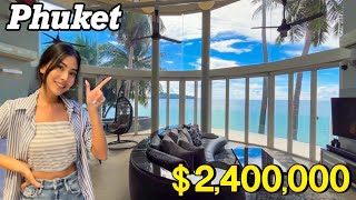 2400000 87M THB “Stunning View” Beachfront Luxury private Villa in Phuket  Thailand House Tour [upl. by Nosemyaj]