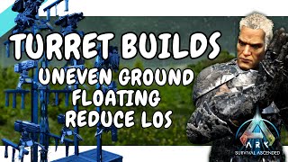 How To Build Turret Walls on Uneven Ground Floating Turrets and Reduce LOS Ark Ascended PvP Builds [upl. by Boothman]