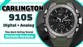 Carlington 9105 Watch Review 💥 Carlington CT 9105 Digital Analog Watch Unboxing and Details Review [upl. by Marcille]