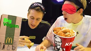 VEGAN VS REAL FAST FOOD BLINDFOLD CHALLENGE [upl. by Misab]