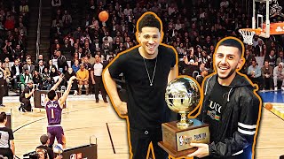 DEVIN BOOKER WINS 3 PT CONTEST HE GAVE ME THE TROPHY [upl. by Nwhas]