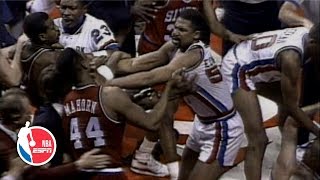 Charles Barkley brawls with Bill Laimbeer in epic 1990 Pistons vs Sixers fight  ESPN Archives [upl. by Nahij]