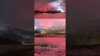 Watch NORTHERN LIGHTS turn fresh snow PINK in Kühtai [upl. by Elocan]