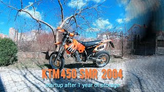 KTM 450 SMR 2004  startup after one year of storage [upl. by Aicile59]