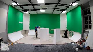 How to build a Cyclorama  Cyc Wall  Green box Ushape KUL  digital TV lab Lublin PL [upl. by Magill831]