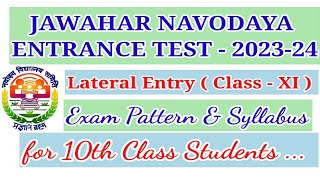 NAVODAYA ENTRANCE 202324  Intermediate Class XI  Exam Pattern amp Syllabus [upl. by Kyd]