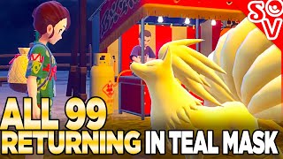 All 99 Returning Pokemon in The Teal Mask  Scarlet and Violet DLC [upl. by Tanberg]