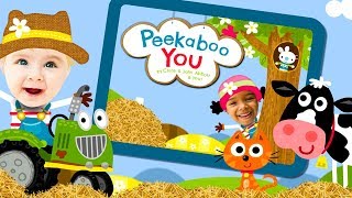 Peek a Boo Farm Animals Sounds  Kids animal peekaboo barn yard  Videos for Kids HD [upl. by Olivann]