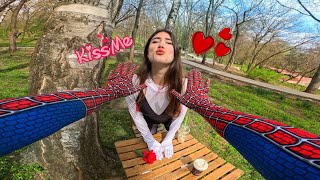 CRAZY GIRL WANTS TO KISS SPIDERMAN 😍😘 Celpan Parkour POV Love Best [upl. by Erdnaxela916]