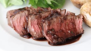 Filet Mignon With Port Wine Reduction Sauce Cast Iron Skillet Steak Recipe [upl. by Ellenuahs]